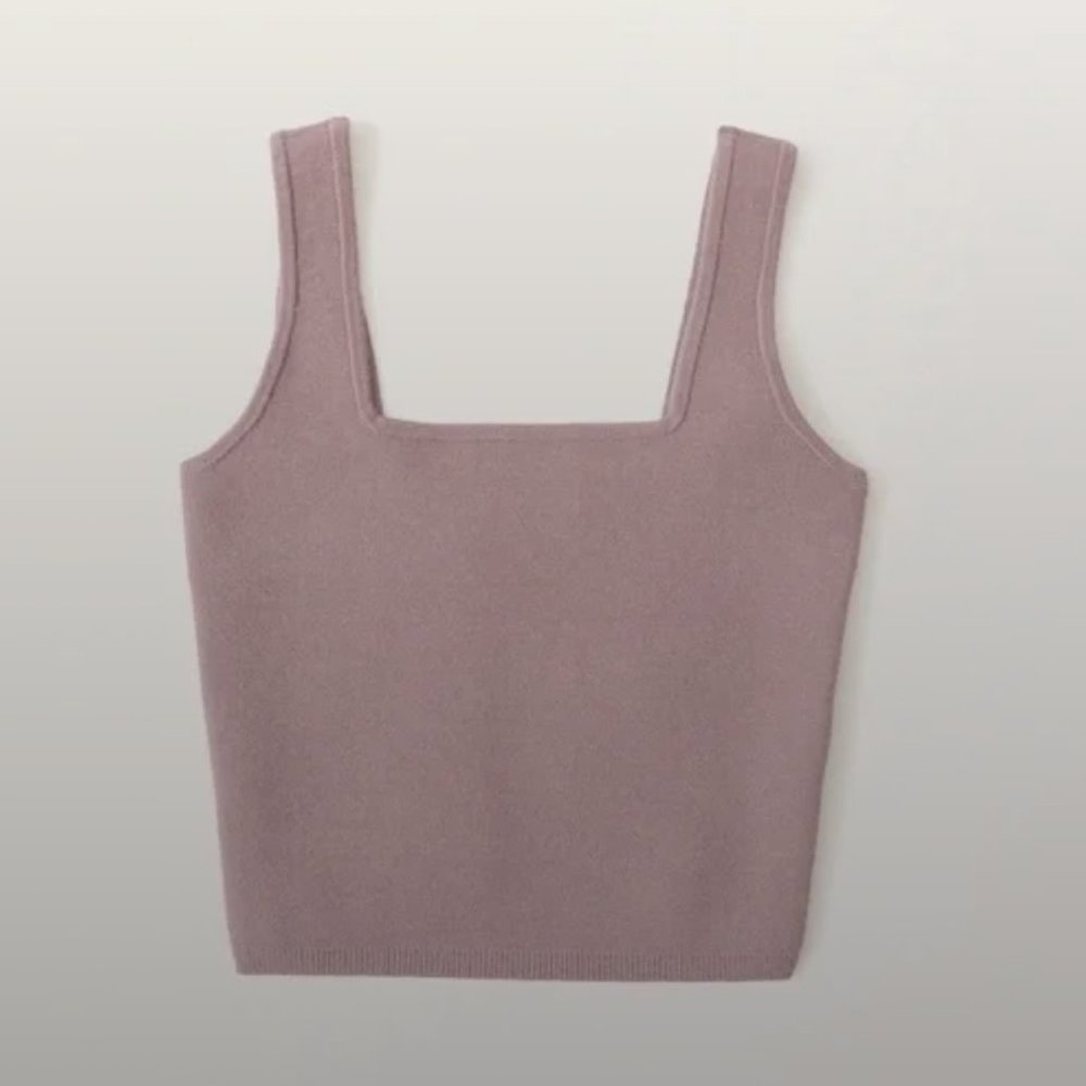 Abercrombie & Fitch Soft A&F Collection Knit Square Neck Crop Tank